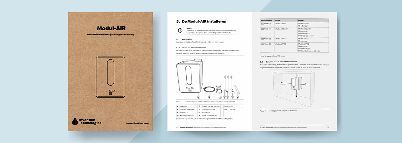 Twee werkinstructie documenten - omslag en binnenkant, geschreven aan de hand van een stappenplan