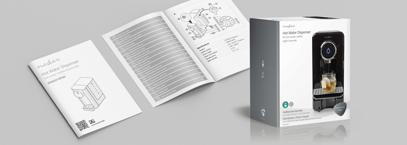 Instruction manual accompanying the product. The manual must meet certain requirements because the product has a CE marking.